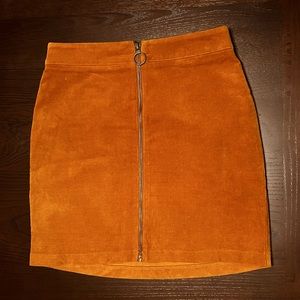 Mustard Yellow Zip Up Mini Skirt